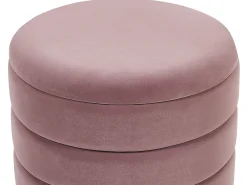 Set di 2 pouf contenitore GARLAND Velluto Rosa