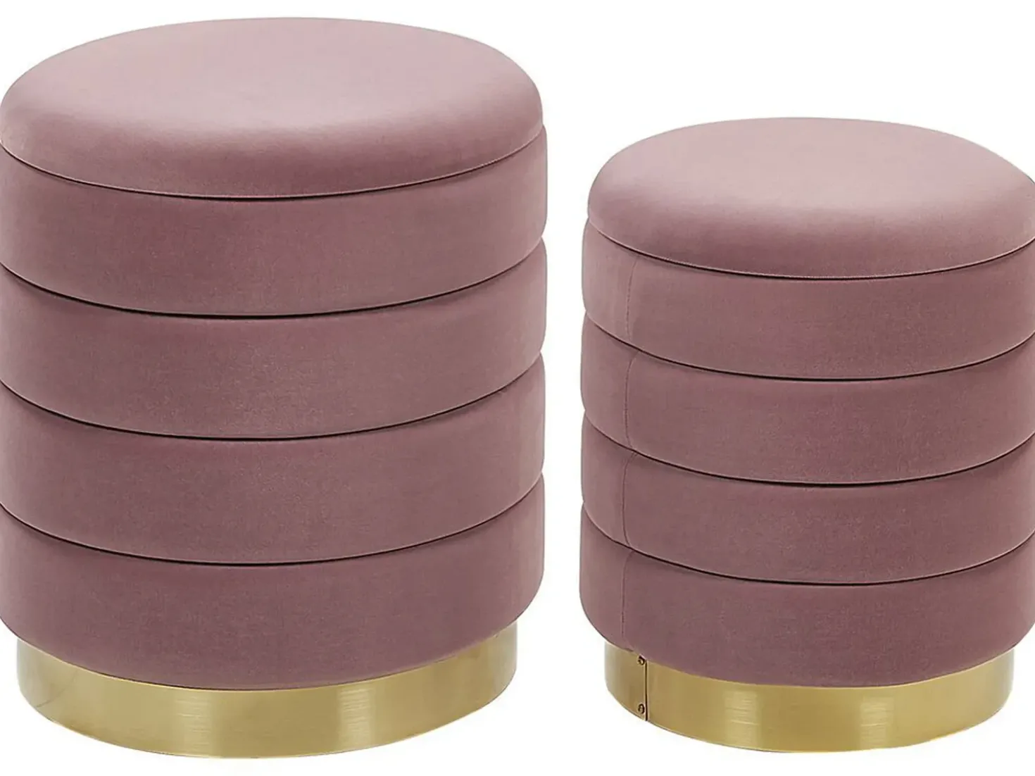 Set di 2 pouf contenitore GARLAND Velluto Rosa