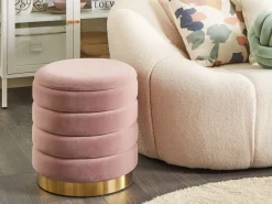 Set di 2 pouf contenitore GARLAND Velluto Rosa