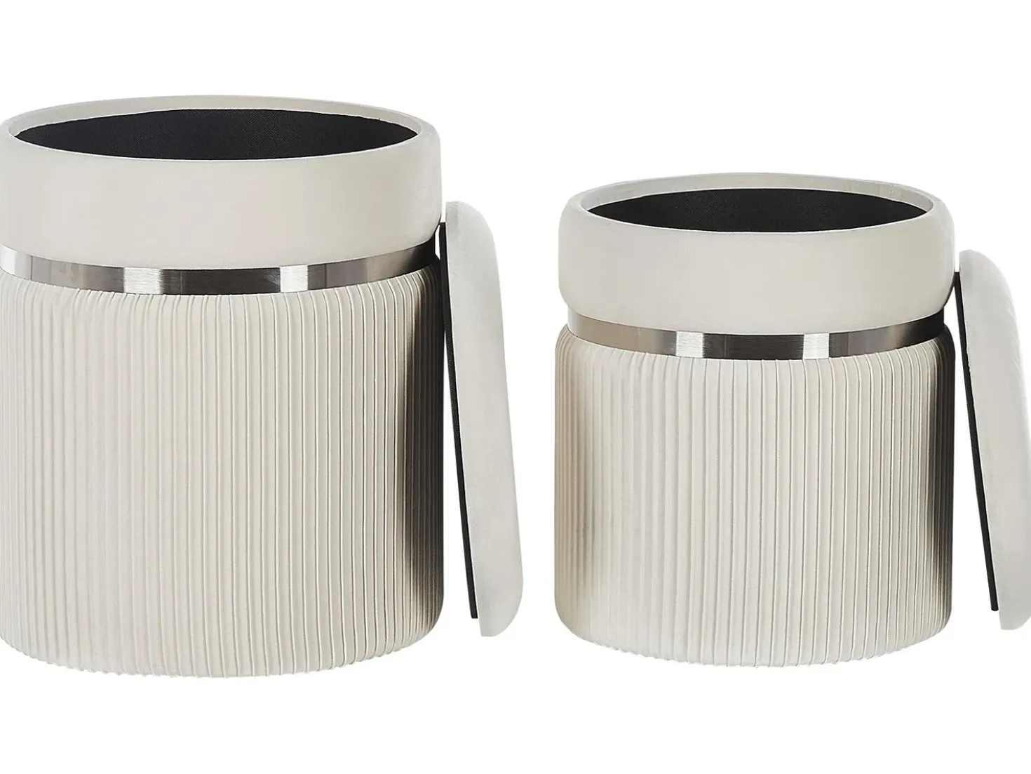 Set di 2 pouf contenitore CAMDENTON Velluto Bianco sporco