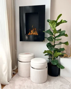 Set di 2 pouf contenitore CAMDENTON Velluto Bianco sporco