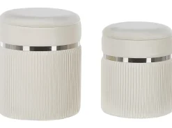 Set di 2 pouf contenitore CAMDENTON Velluto Bianco sporco