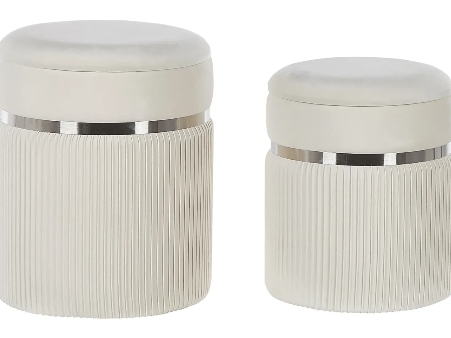 Set di 2 pouf contenitore CAMDENTON Velluto Bianco sporco