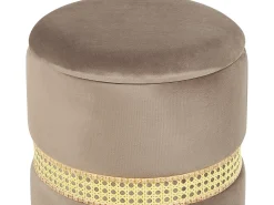 Set di 2 pouf contenitore MEDFORD Velluto Tortora