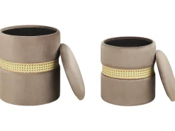 Set di 2 pouf contenitore MEDFORD Velluto Tortora