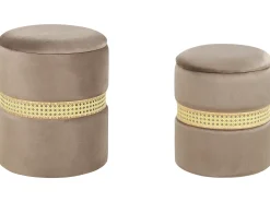 Set di 2 pouf contenitore MEDFORD Velluto Tortora