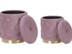 Set di 2 pouf contenitore PUEBLO Velluto Rosa