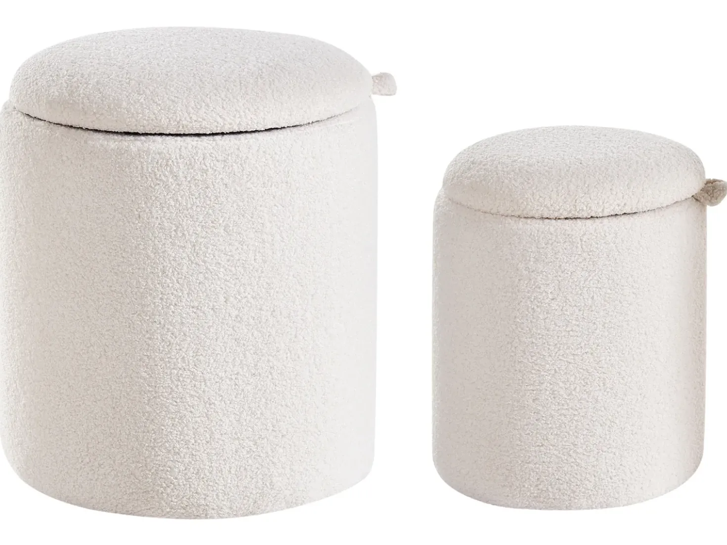 Set di 2 pouf contenitore BEREA Bouclé Bianco sporco