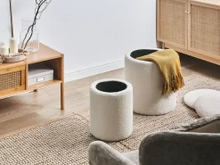 Set di 2 pouf contenitore BEREA Bouclé Bianco sporco