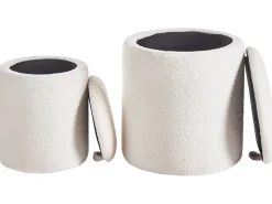 Set di 2 pouf contenitore BEREA Bouclé Bianco sporco