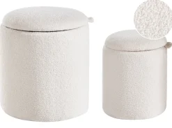 Set di 2 pouf contenitore BEREA Bouclé Bianco sporco