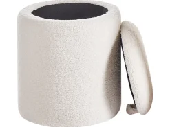Set di 2 pouf contenitore BEREA Bouclé Bianco sporco