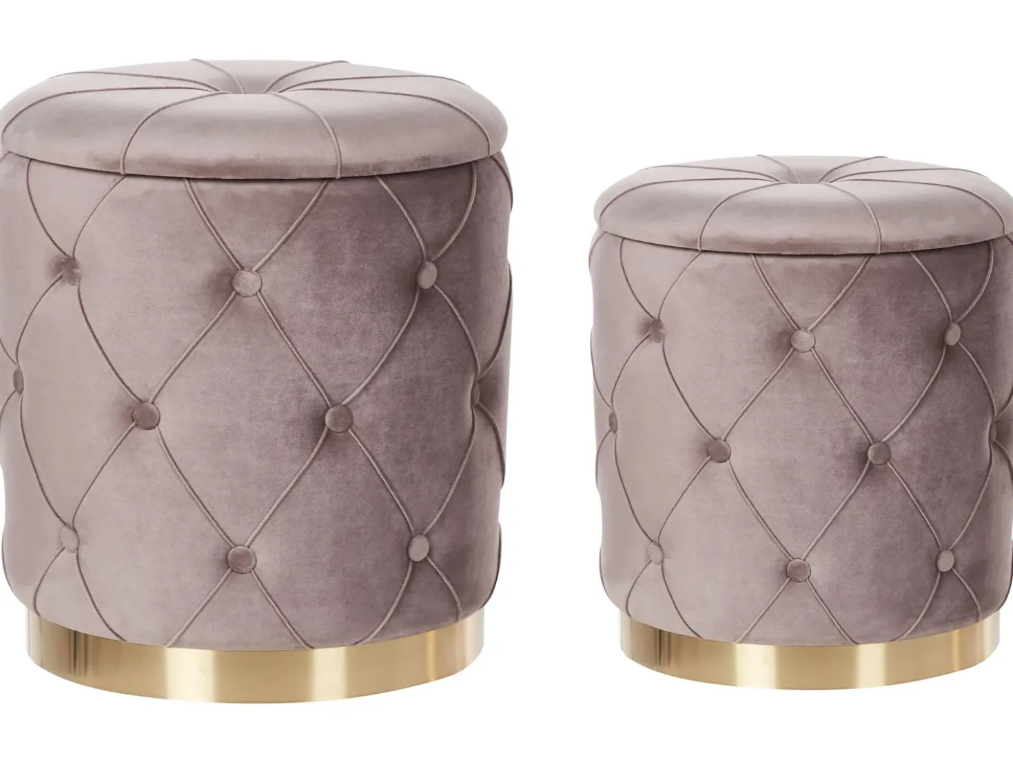 Set di 2 pouf contenitore PUEBLO Velluto Tortora