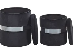 Set di 2 pouf contenitore DORIS Velluto Nero