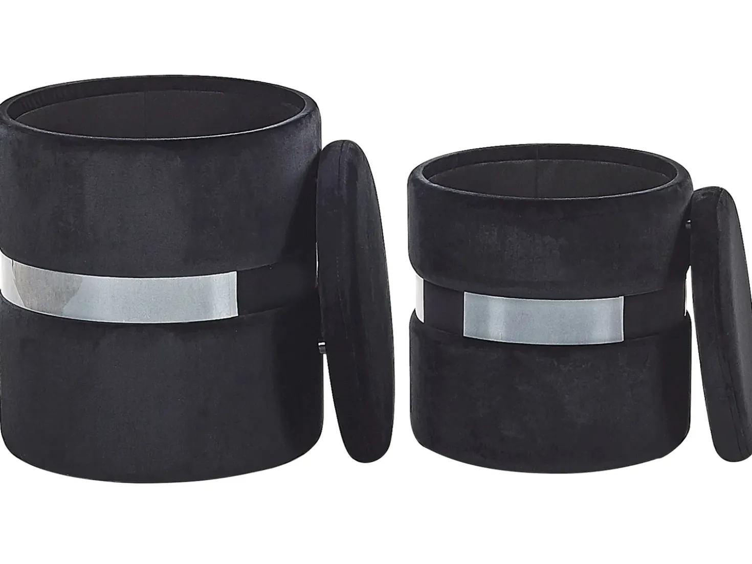 Set di 2 pouf contenitore DORIS Velluto Nero