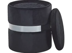 Set di 2 pouf contenitore DORIS Velluto Nero