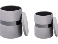 Set di 2 pouf contenitore DORIS Velluto Grigio chiaro
