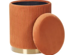 Set di 2 pouf contenitore MIRAMAR Velluto Arancione