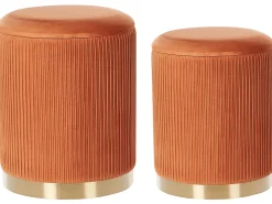 Set di 2 pouf contenitore MIRAMAR Velluto Arancione