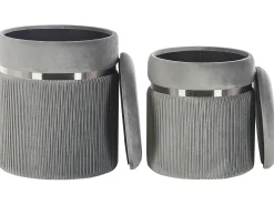 Set di 2 pouf contenitore CAMDENTON Velluto Grigio chiaro