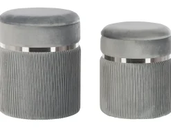 Set di 2 pouf contenitore CAMDENTON Velluto Grigio chiaro