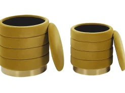 Set di 2 pouf contenitore GARLAND Velluto Senape