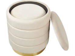 Set di 2 pouf contenitore GARLAND Velluto Beige chiaro
