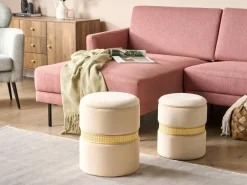 Set di 2 pouf contenitore MEDFORD Velluto Beige chiaro