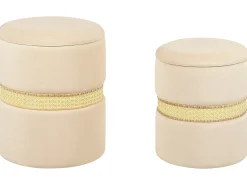 Set di 2 pouf contenitore MEDFORD Velluto Beige chiaro