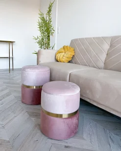 Set di 2 pouf contenitore WICHITA Velluto Rosa