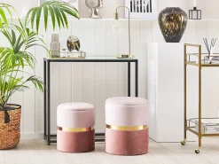 Set di 2 pouf contenitore WICHITA Velluto Rosa