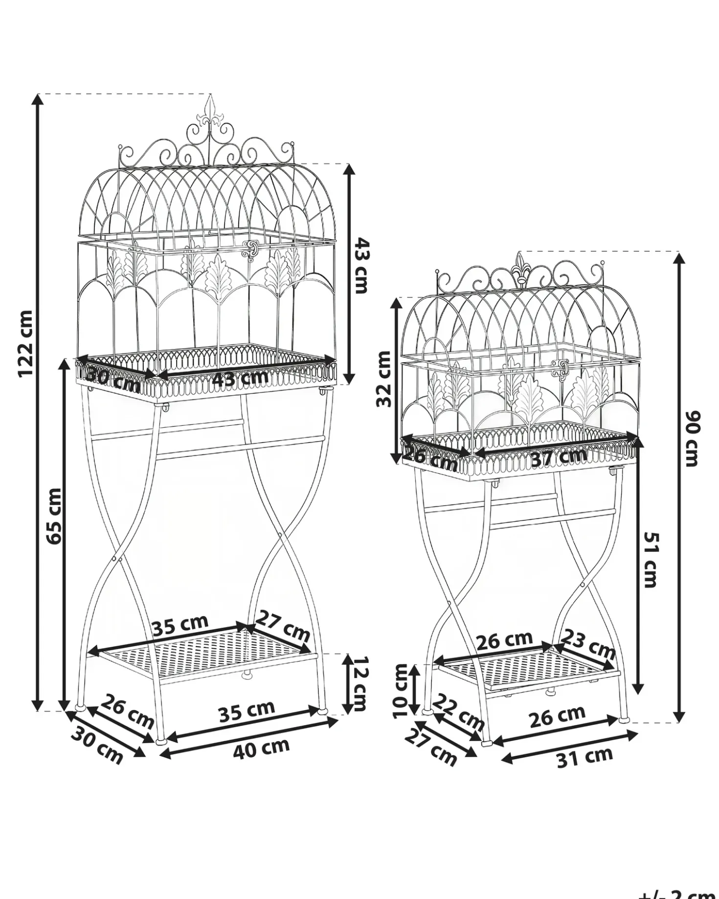 Set di 2 scaffali SICILY Metallo 43/37 cm 30/27 cm Nero