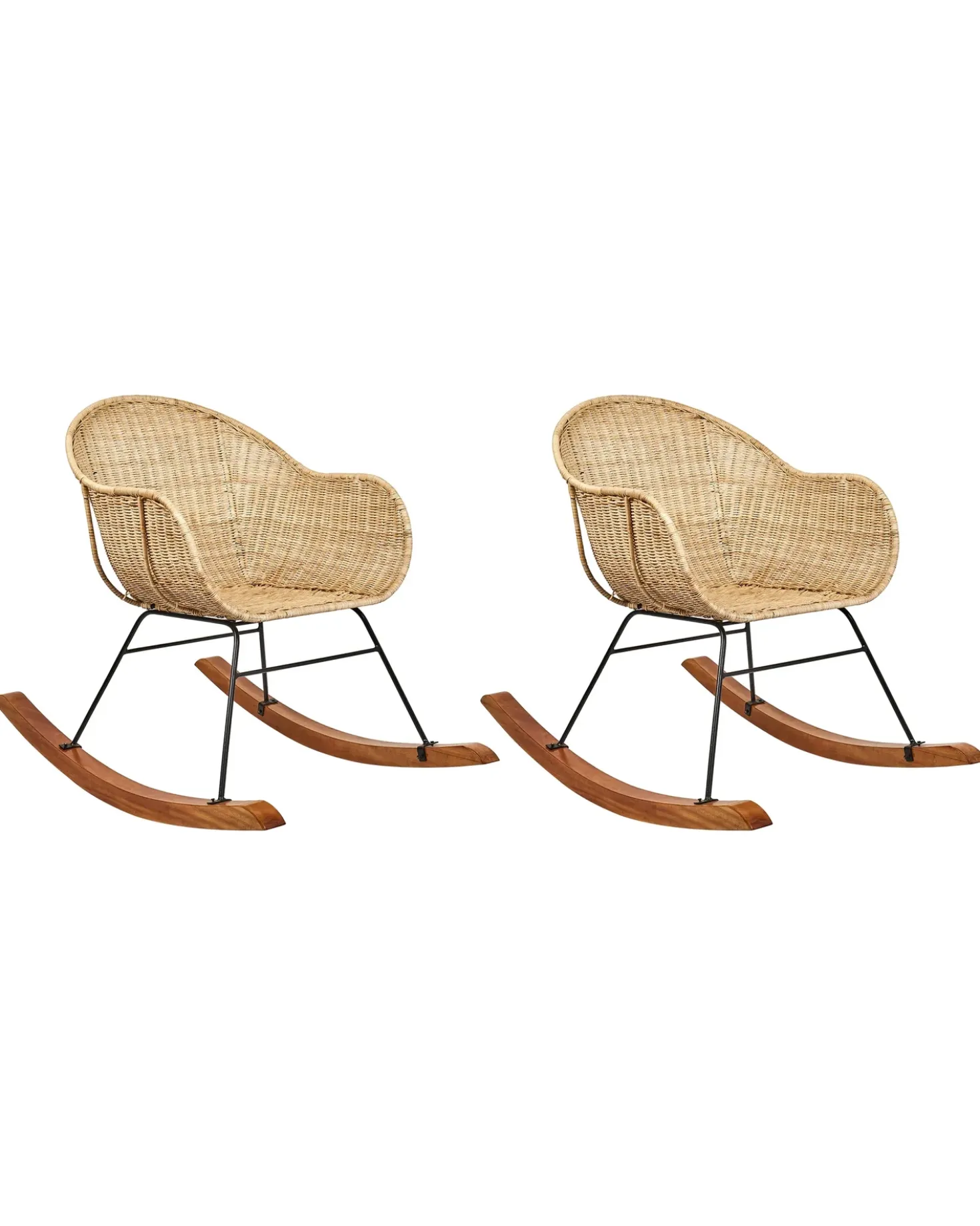 Set di 2 sedie a dondolo LAVINIO Rattan Naturale