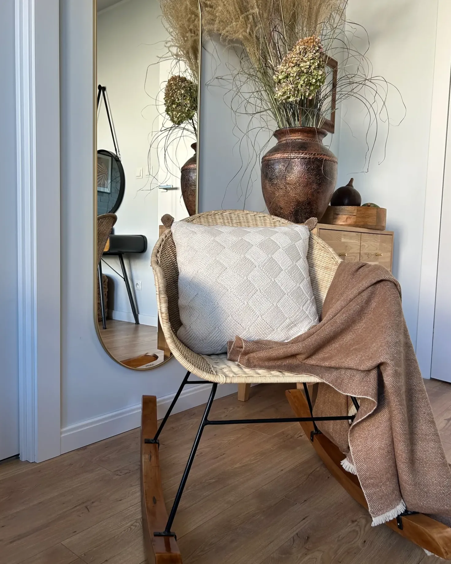 Set di 2 sedie a dondolo LAVINIO Rattan Naturale