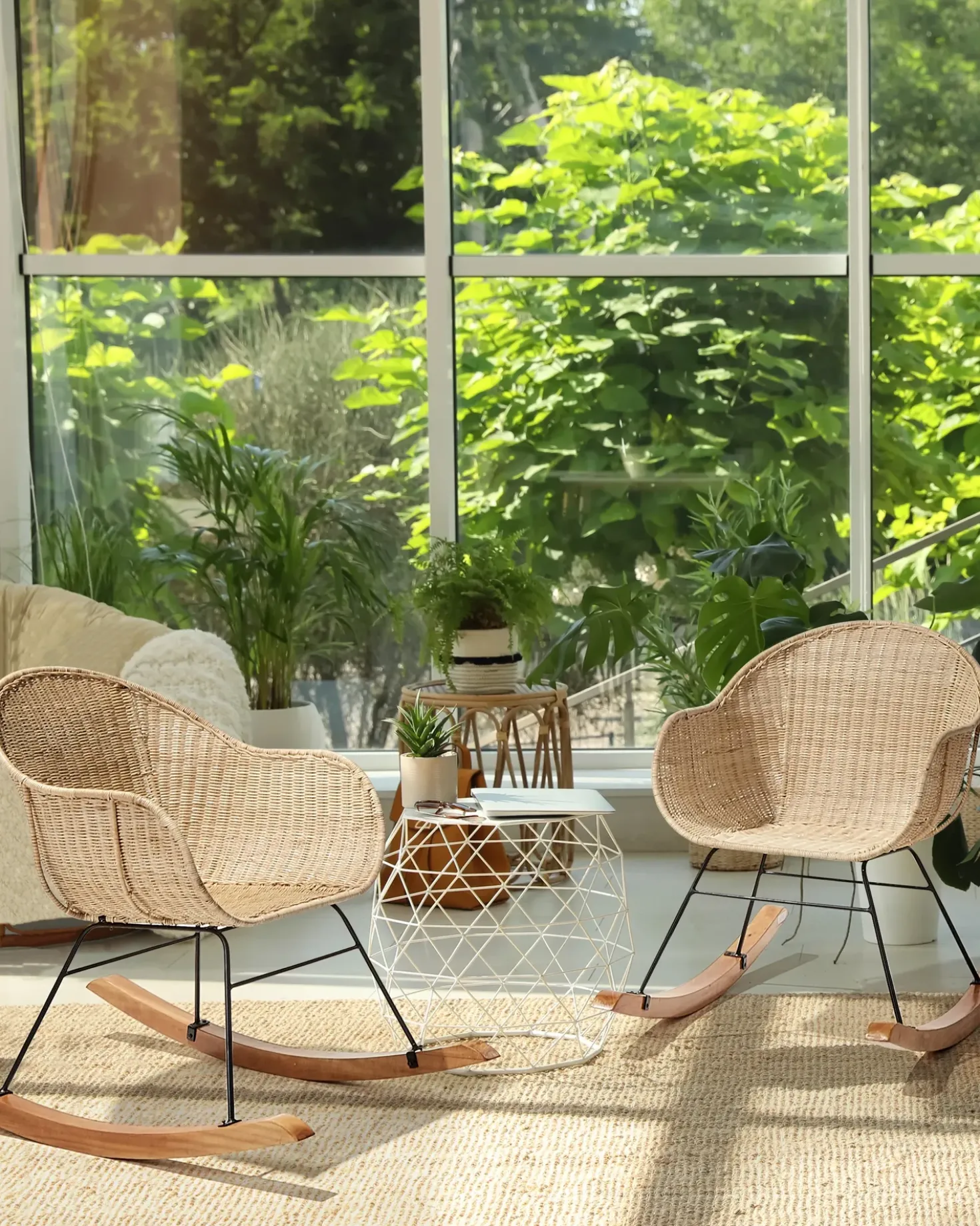 Set di 2 sedie a dondolo LAVINIO Rattan Naturale
