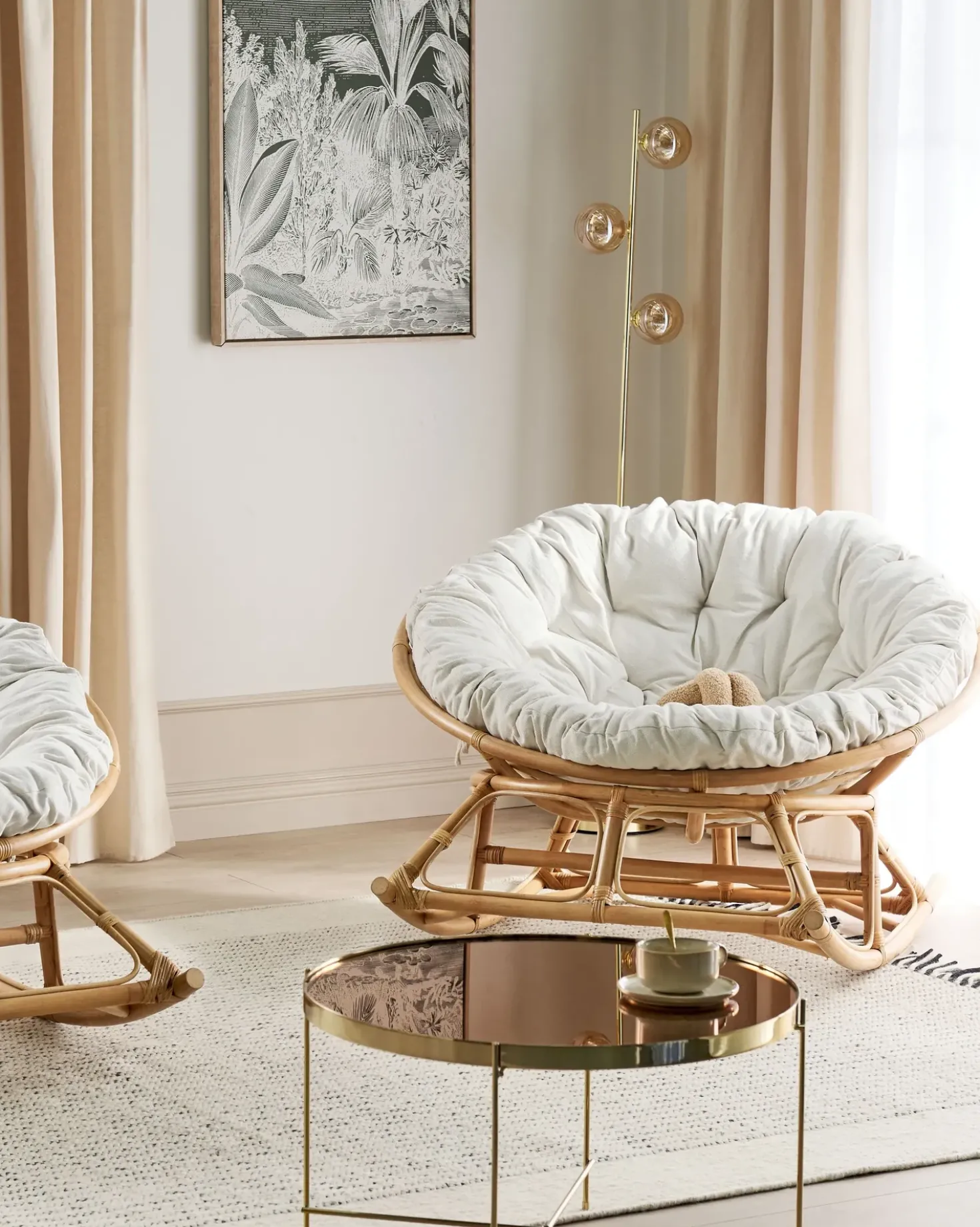 Set di 2 sedie a dondolo ORVIETO Rattan Naturale