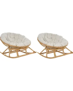 Set di 2 sedie a dondolo ORVIETO Rattan Naturale
