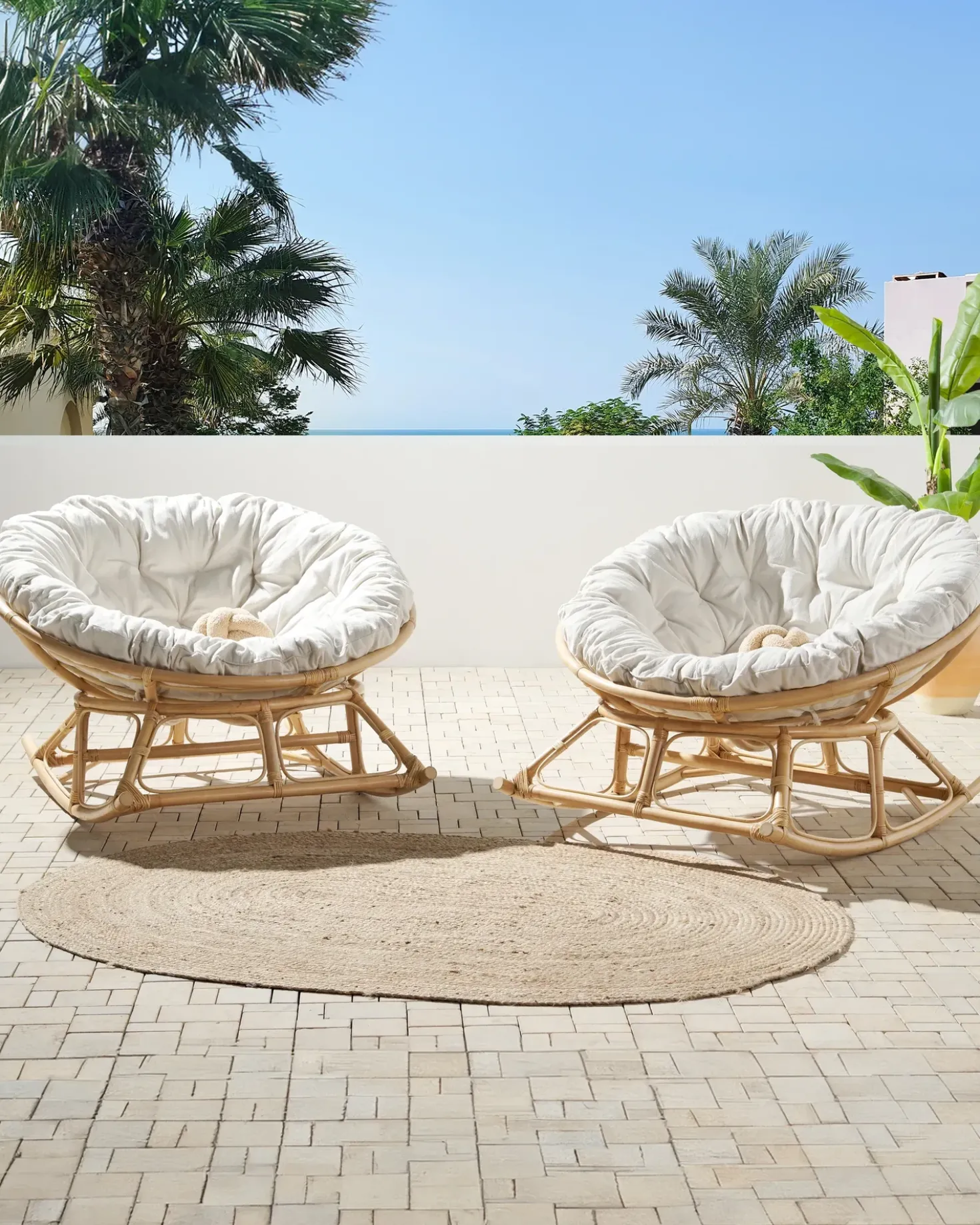 Set di 2 sedie a dondolo ORVIETO Rattan Naturale