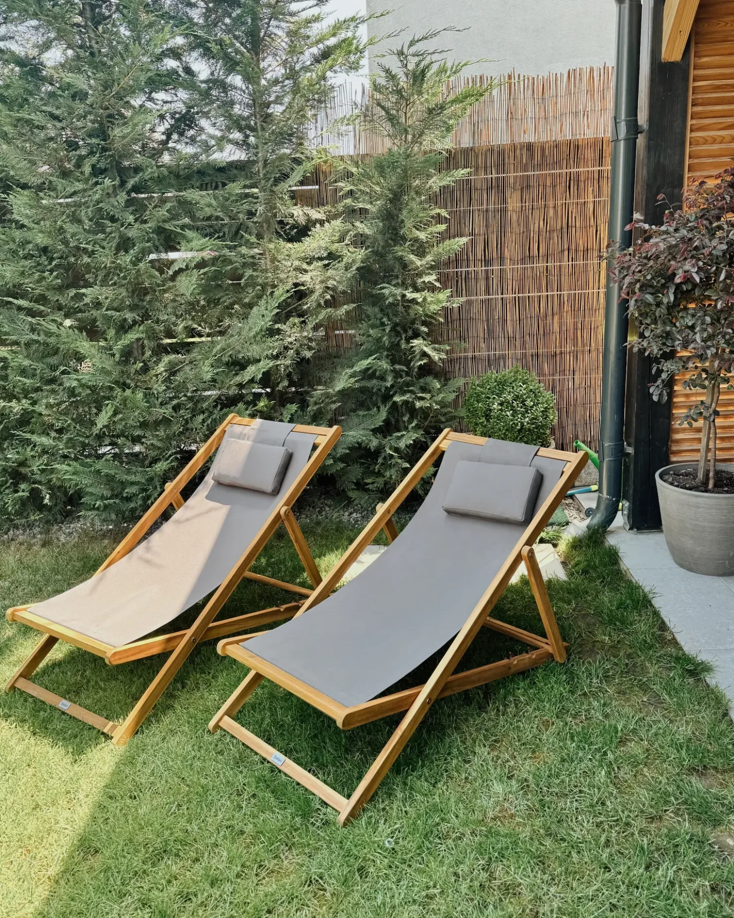 Set di 2 sedie a sdraio pieghevoli AVELLINO con Tessuti di Ricambio Legno d'acacia Marrone scuro