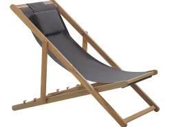 Set di 2 sedie a sdraio pieghevoli AVELLINO con Tessuti di Ricambio Legno d'acacia Marrone scuro