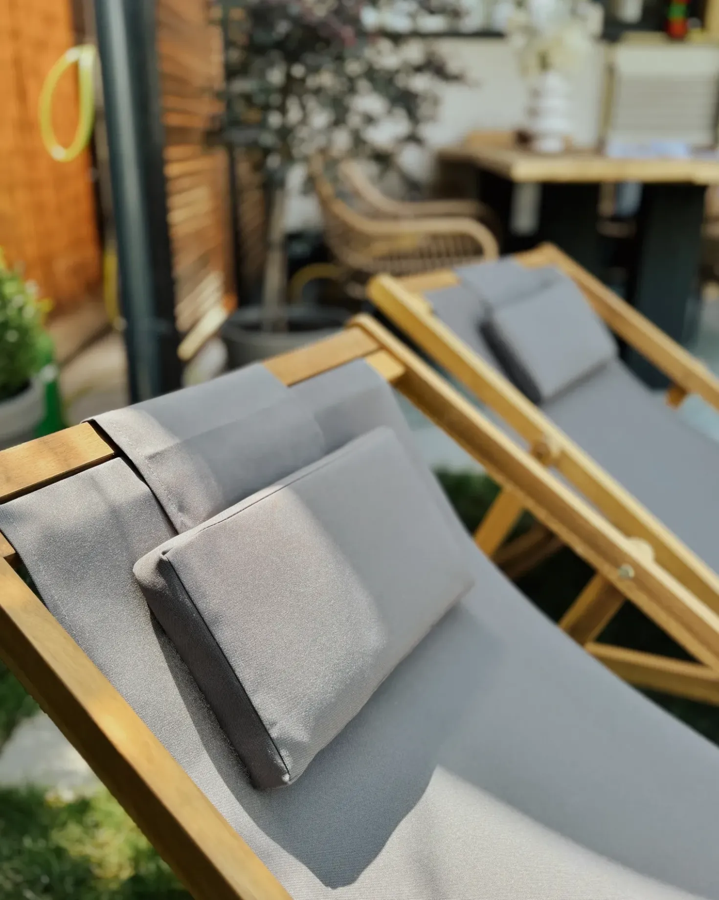 Set di 2 sedie a sdraio pieghevoli AVELLINO con Tessuti di Ricambio Legno d'acacia Marrone scuro
