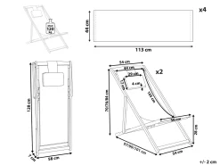 Set di 2 sedie a sdraio pieghevoli AVELLINO con Tessuti di Ricambio Legno d'acacia Marrone scuro
