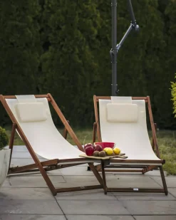 Set di 2 sedie a sdraio pieghevoli AVELLINO con Tessuti di Ricambio Legno d'acacia Marrone scuro