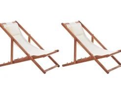 Set di 2 sedie a sdraio pieghevoli AVELLINO con Tessuti di Ricambio Legno d'acacia Marrone scuro