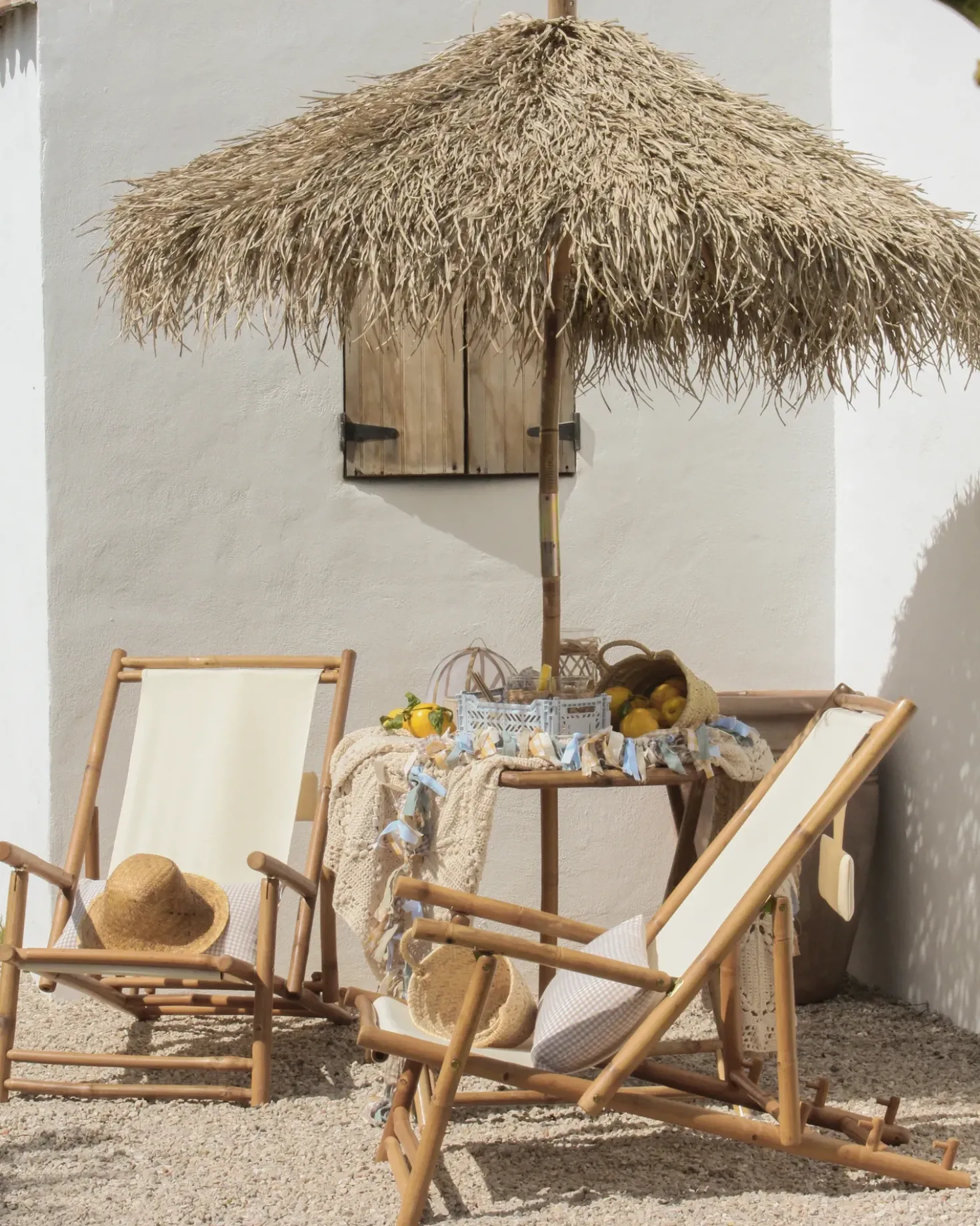 Set di 2 sedie a sdraio pieghevoli ATRANI Bambù Beige chiaro