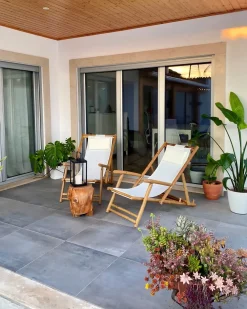 Set di 2 sedie a sdraio pieghevoli ATRANI Bambù Beige chiaro