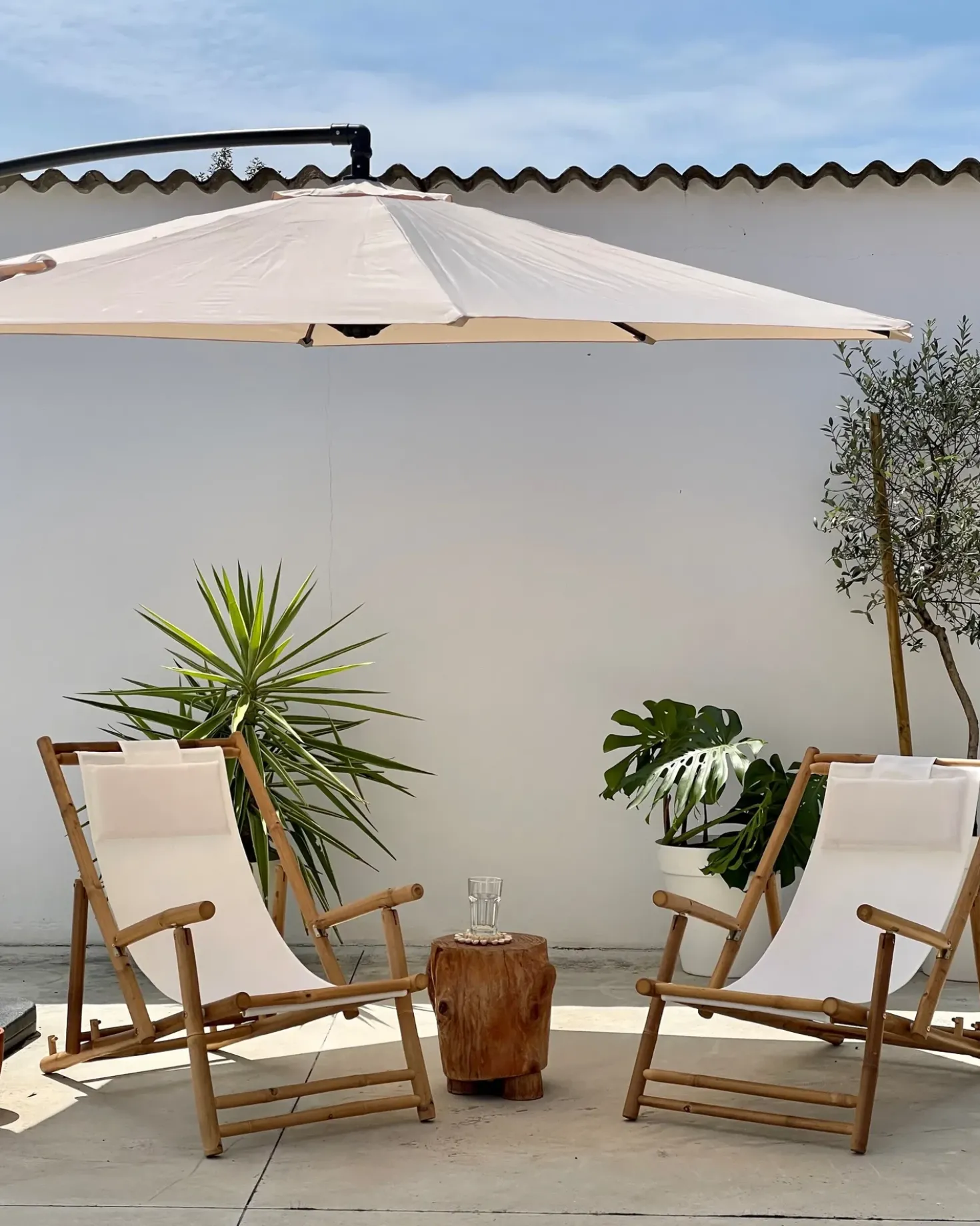 Set di 2 sedie a sdraio pieghevoli ATRANI Bambù Beige chiaro