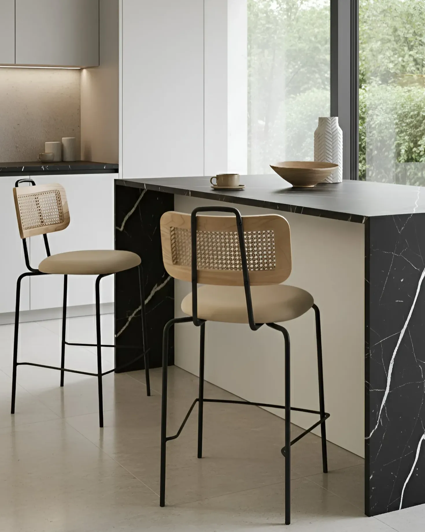 Set di 2 sedie alte ADELANTO Beige chiaro