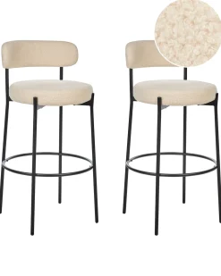 Set di 2 sedie alte ALLISON Bouclé Beige chiaro