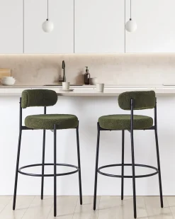 Set di 2 sedie alte ALLISON Bouclé Verde